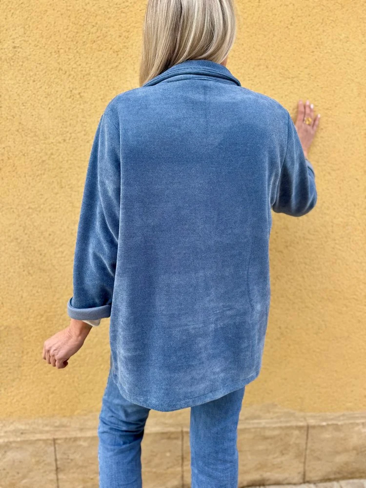 Veste tailleur en velours Sandra + bleu jean