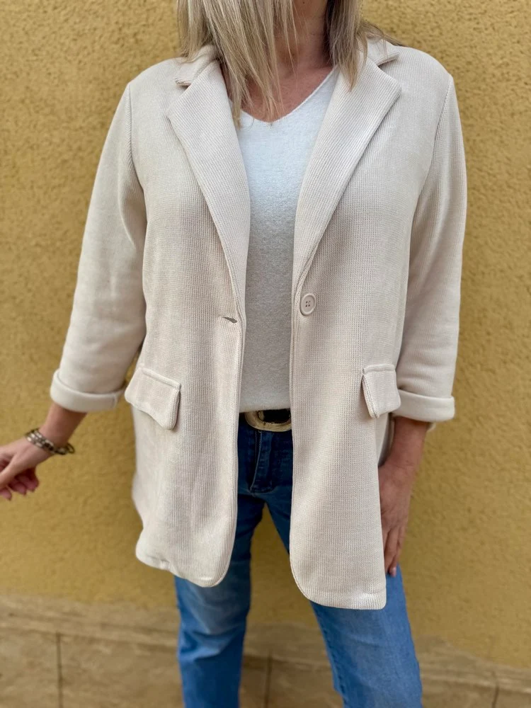 Veste tailleur en velours Sandra + crème