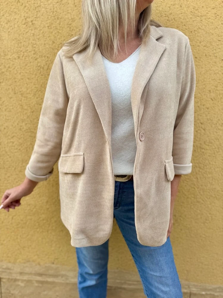 Veste tailleur en velours Sandra + beige