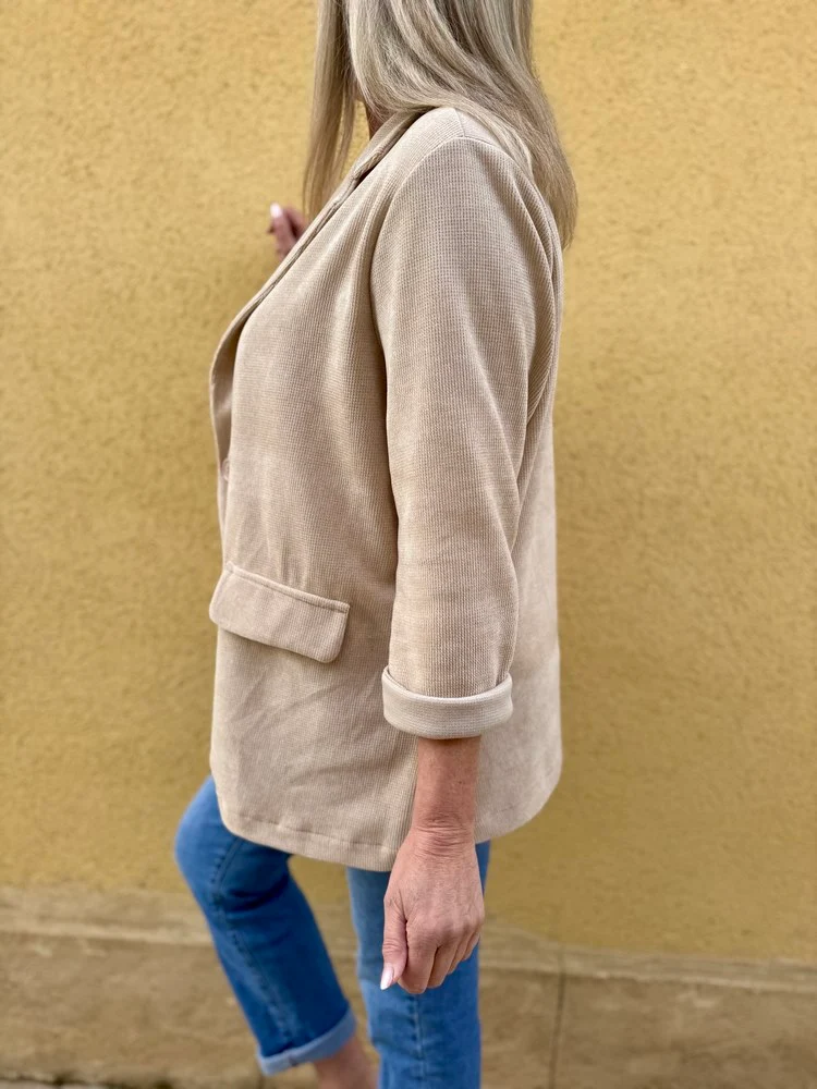Veste tailleur en velours Sandra + beige