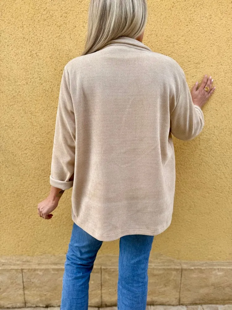 Veste tailleur en velours Sandra + beige