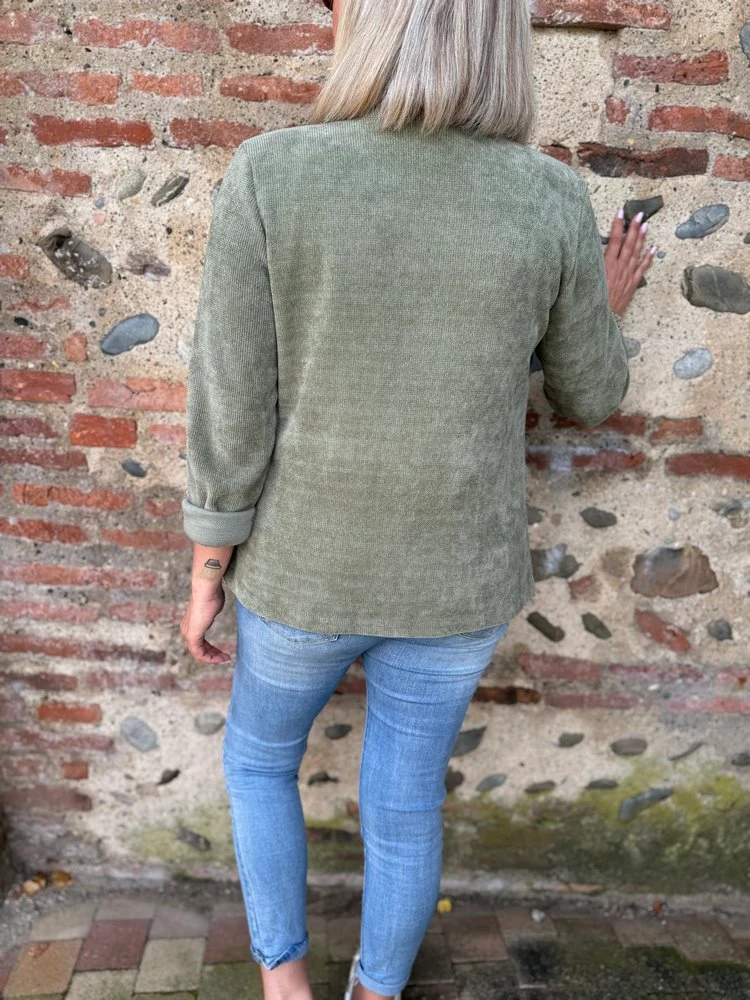 Veste tailleur en velours Sandra tilleul