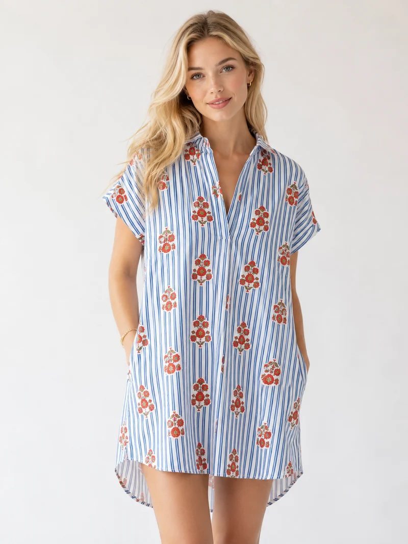 Karle Blue Stripe Summer Dress