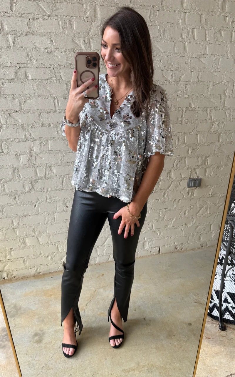 SILVER SEQUIN PARTY TOP