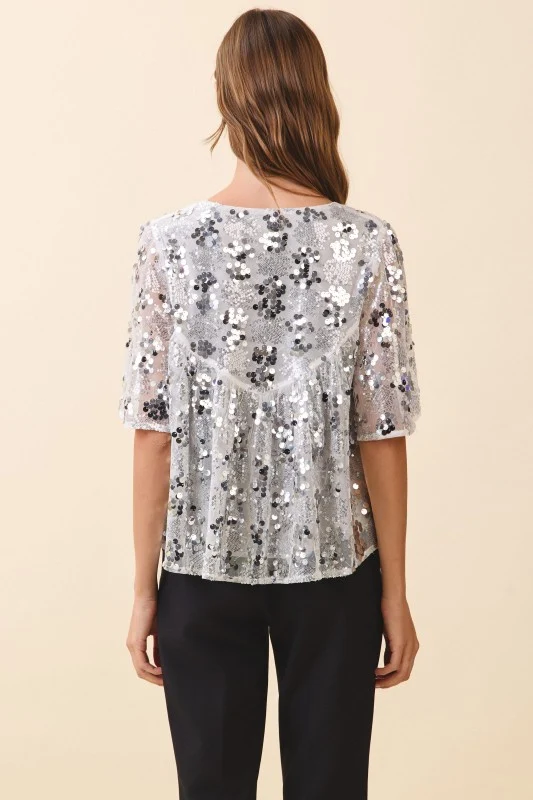SILVER SEQUIN PARTY TOP