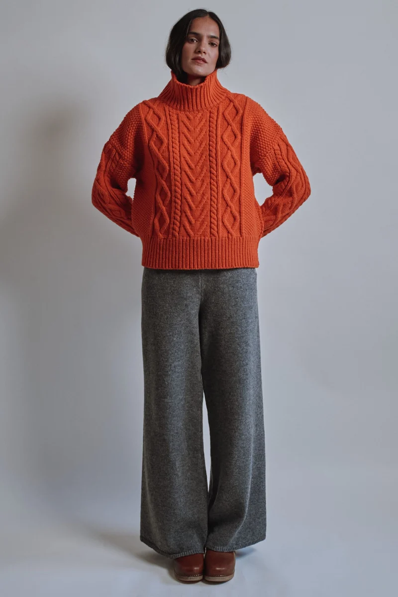 HELENE Knit Pants in Merino Wool - Ash Grey