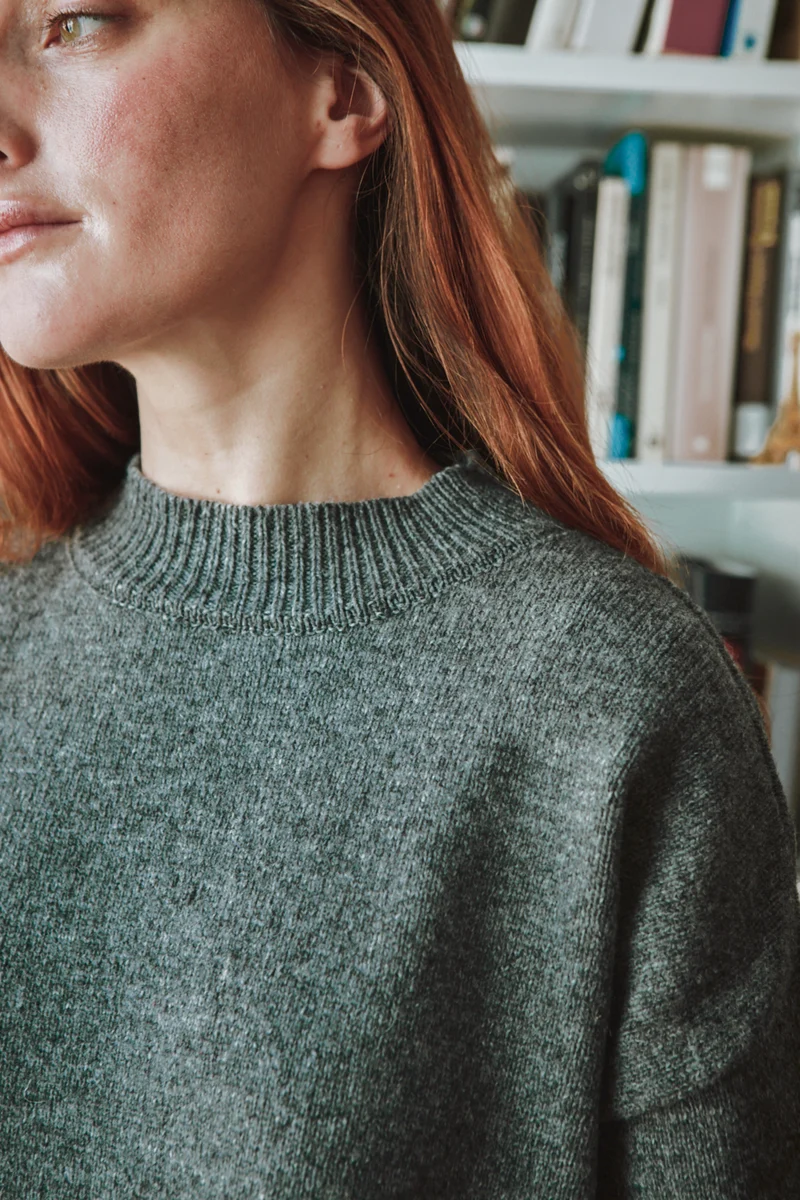PERRINE Sweater Dress in Merino Wool - Ash Grey