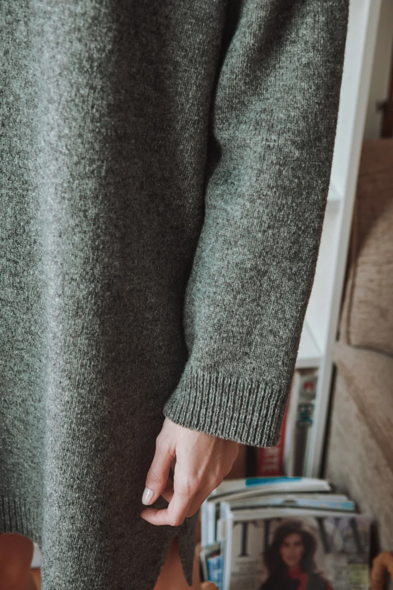 PERRINE Sweater Dress in Merino Wool - Ash Grey