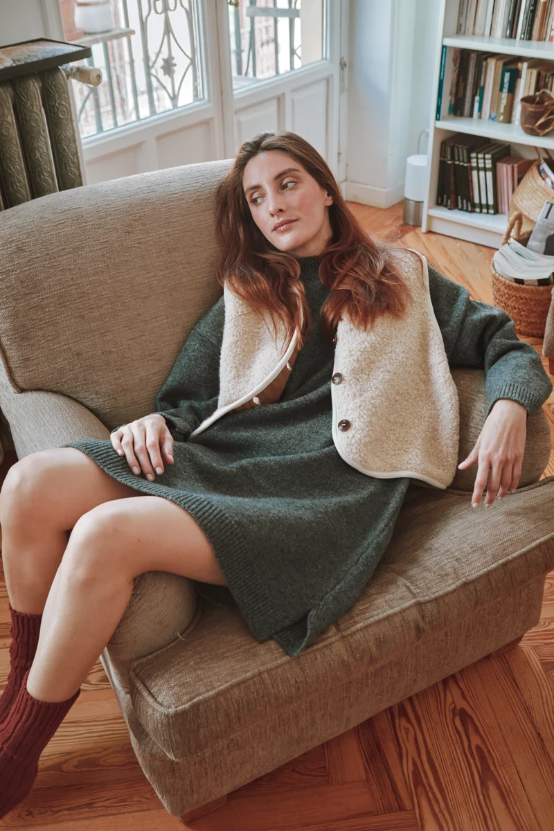 PERRINE Sweater Dress in Merino Wool - Ash Grey