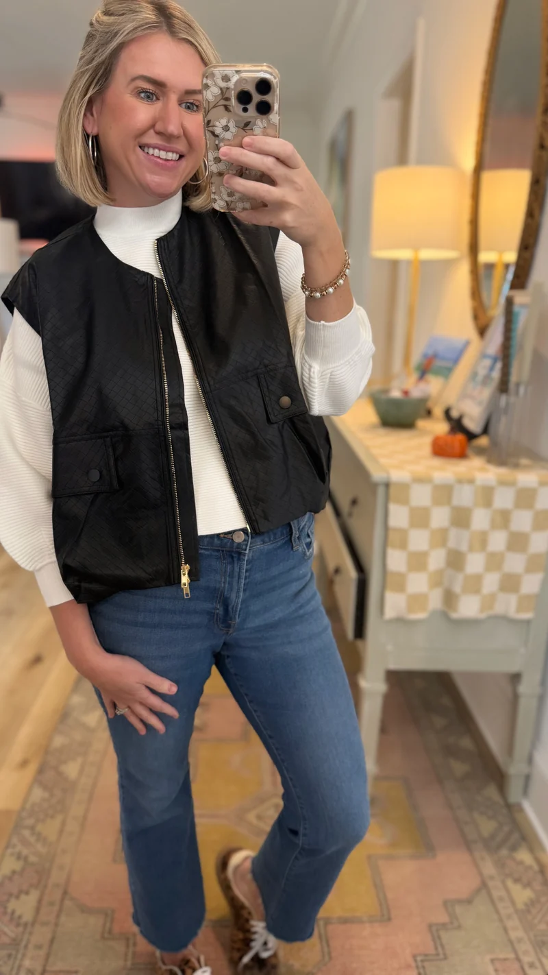 OVERSIZED VEST - LEATHER BLACK