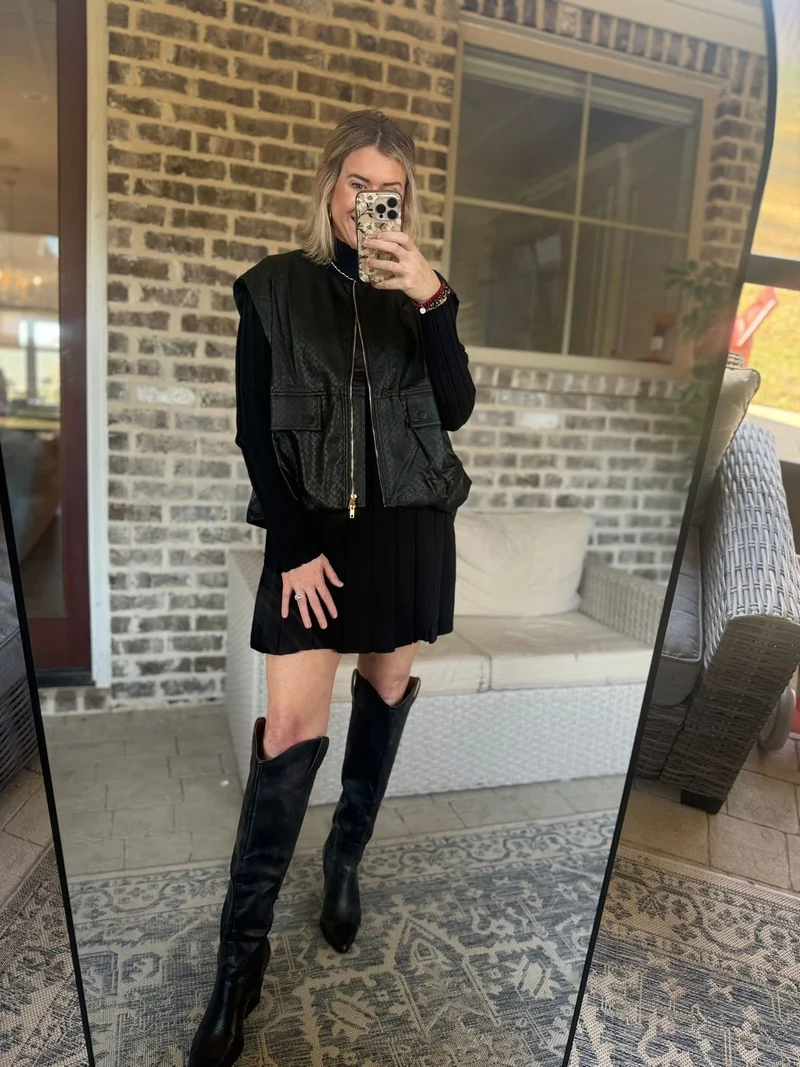 OVERSIZED VEST - LEATHER BLACK