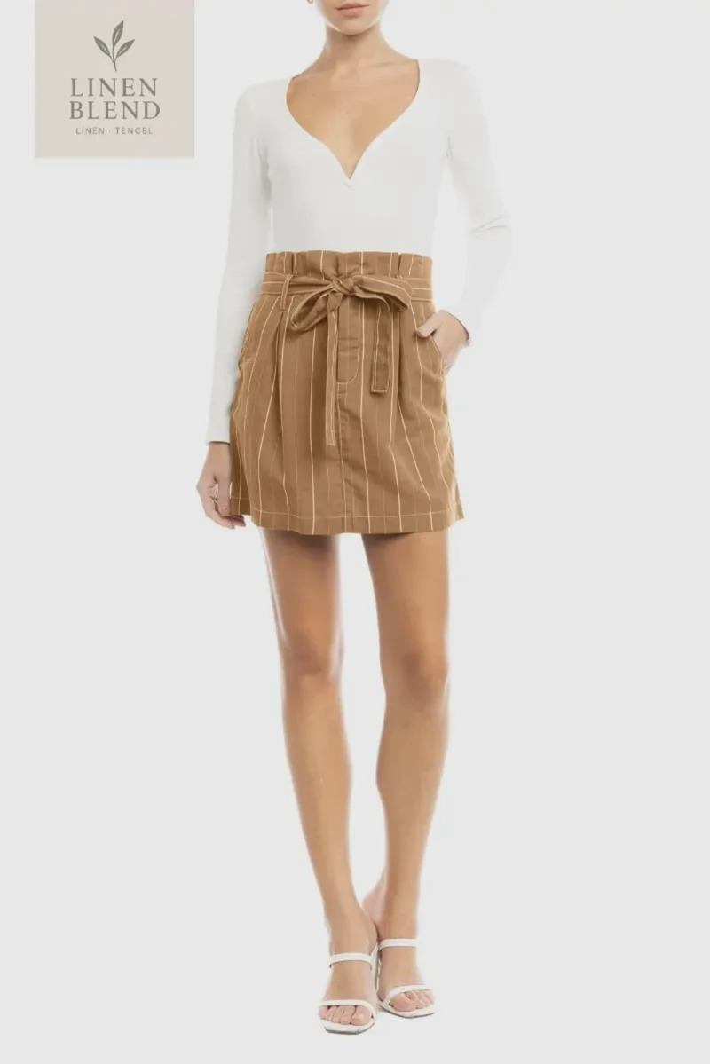 TAUPE STRIPE SKIRT(LM-0076)