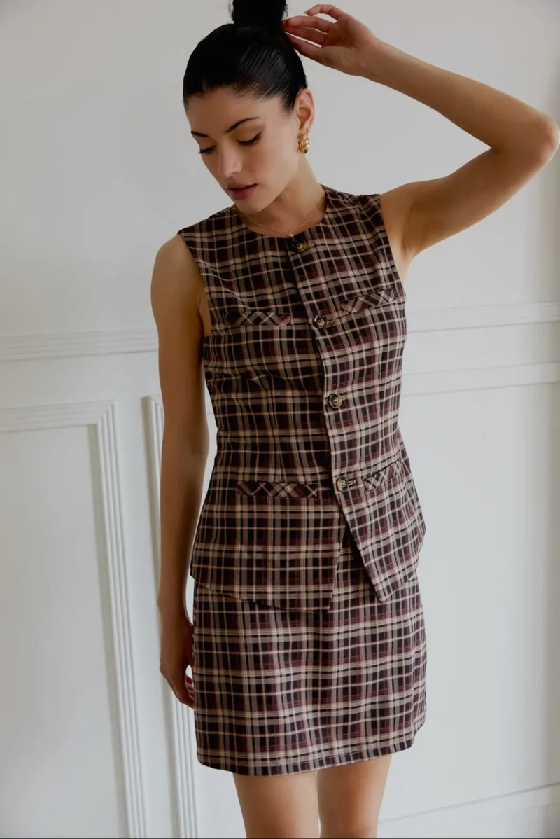 BUTTON-UP VEST & SUITED SKORT SET (LM-0075)