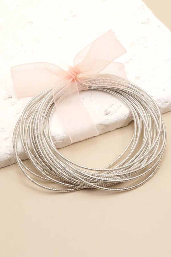 Guitar String Bracelet Set of 20 - SILVER