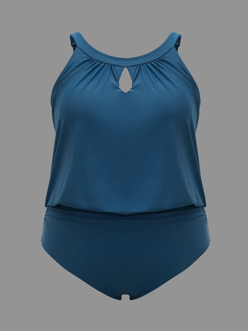 Sleeveless Keyhole Gathered One Piece Swimsuit