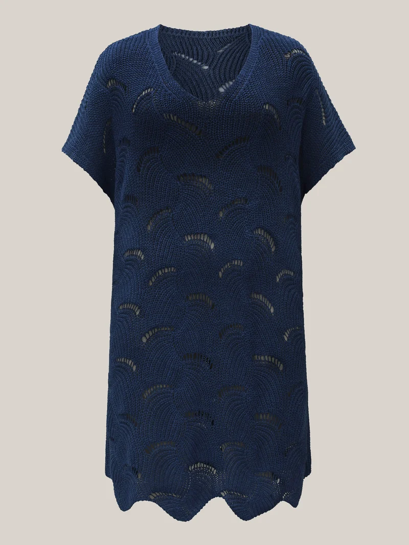 Cut-Out Solid V-Neck Swimsuit Coverup