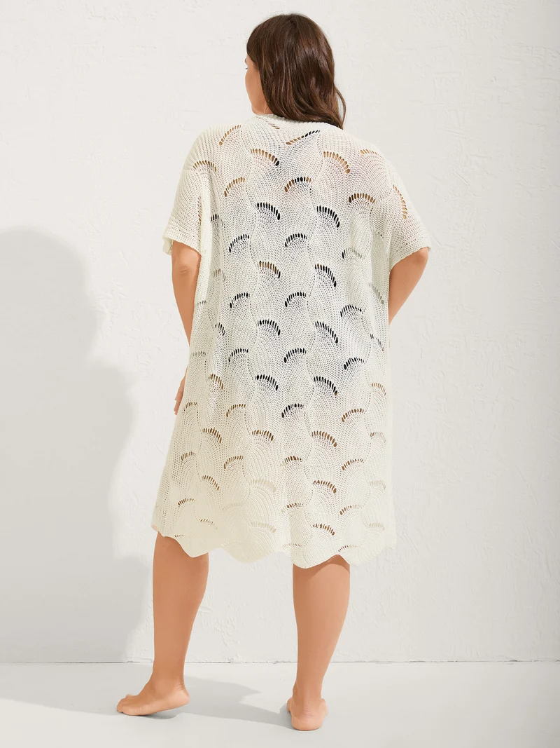 Cut-Out Solid V-Neck Swimsuit Coverup