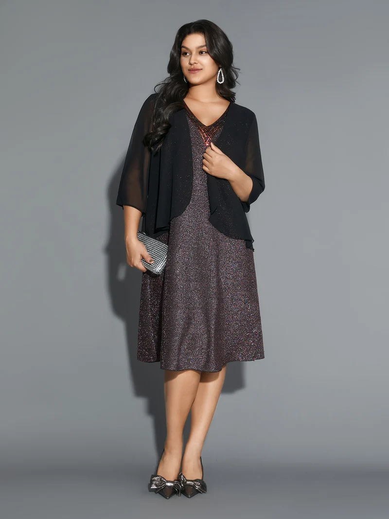 2-In-1 Sequin Patchwork Mesh Dress