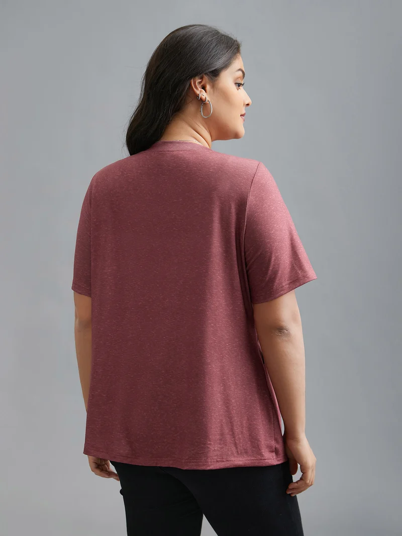 Striped Print Contrast Stretchy T-Shirt
