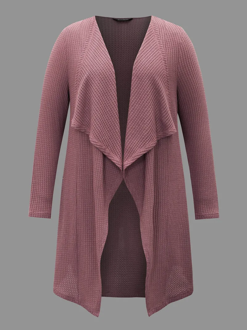 Lapel Collar Waffle Grid Open-Front Jacket