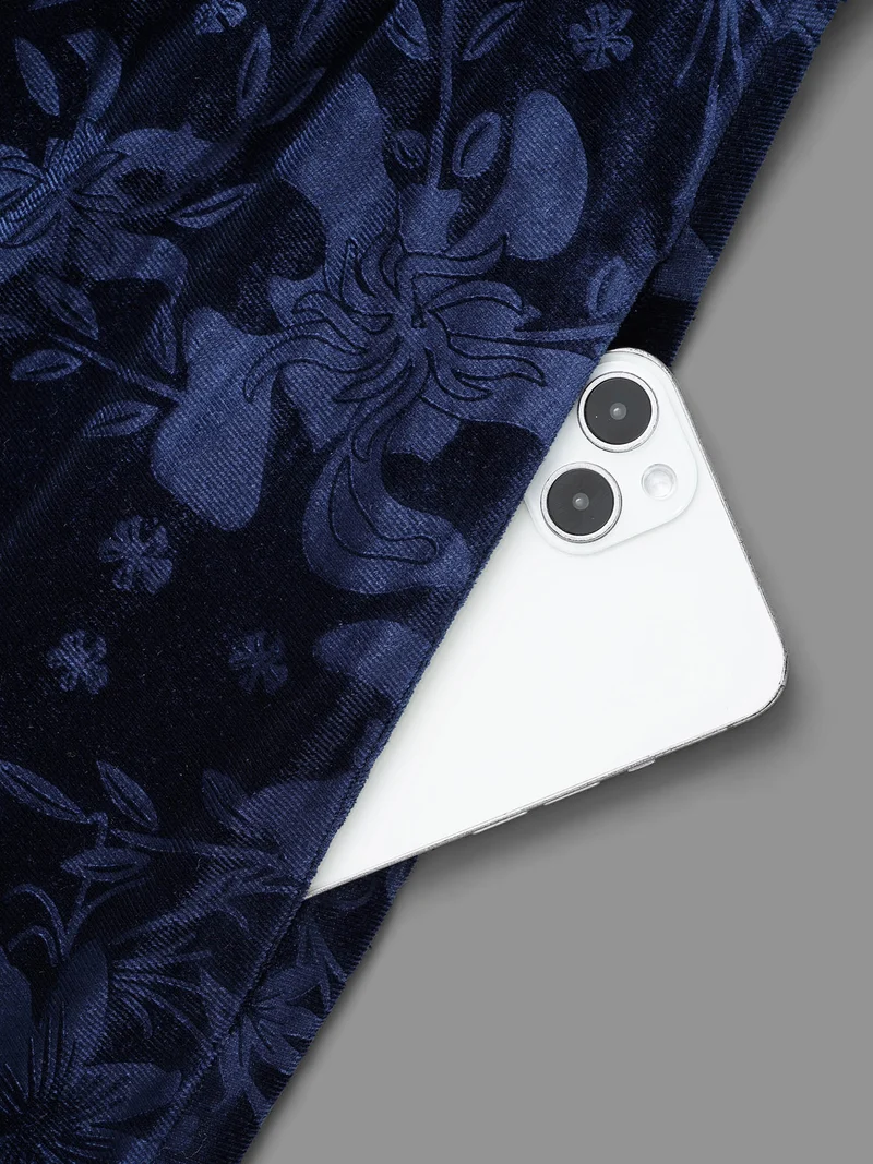 Velvet Button Detail V-Shaped Neck Dress