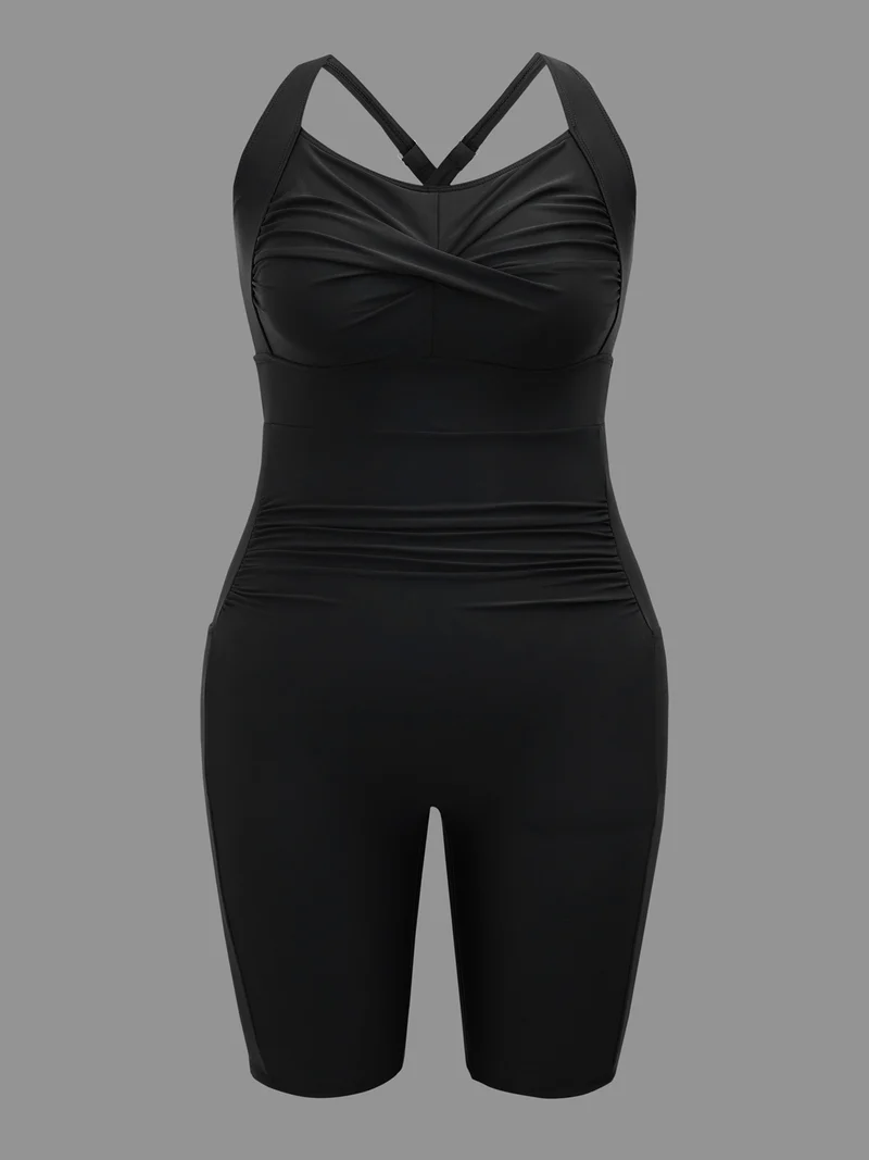 Twist-Front Waist Cinched One-Piece Swimsuit