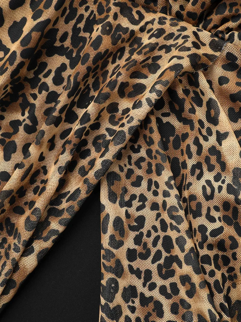 Leopard Print Split Side Hem Swim Dress