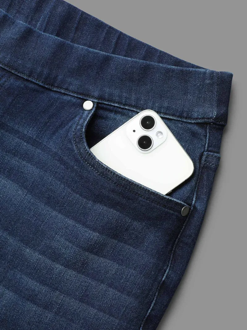Elastic Waist Pocket Bootcut Jeans