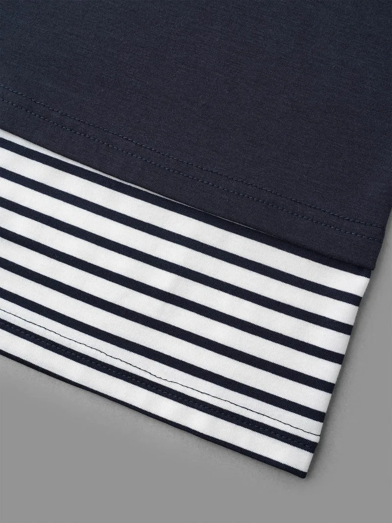 Boat Neck Striped Patchwork T-Shirt