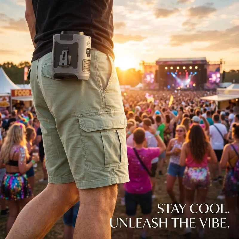 Portable Waist Clip Fan | Rechargeable Hands-Free Personal Cooling Fan