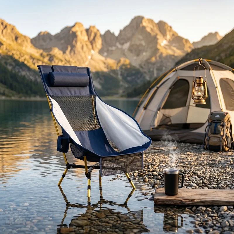 Adjustable High-Back Camping Chair | Portable Folding Outdoor Reclining Chair