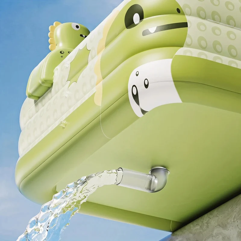 Large Inflatable Family Swimming Pool with Foldable Rectangular Design