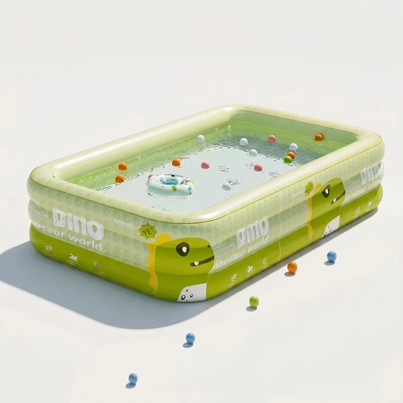 Large Inflatable Family Swimming Pool with Foldable Rectangular Design