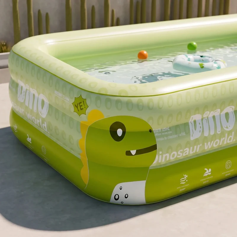 Large Inflatable Family Swimming Pool with Foldable Rectangular Design