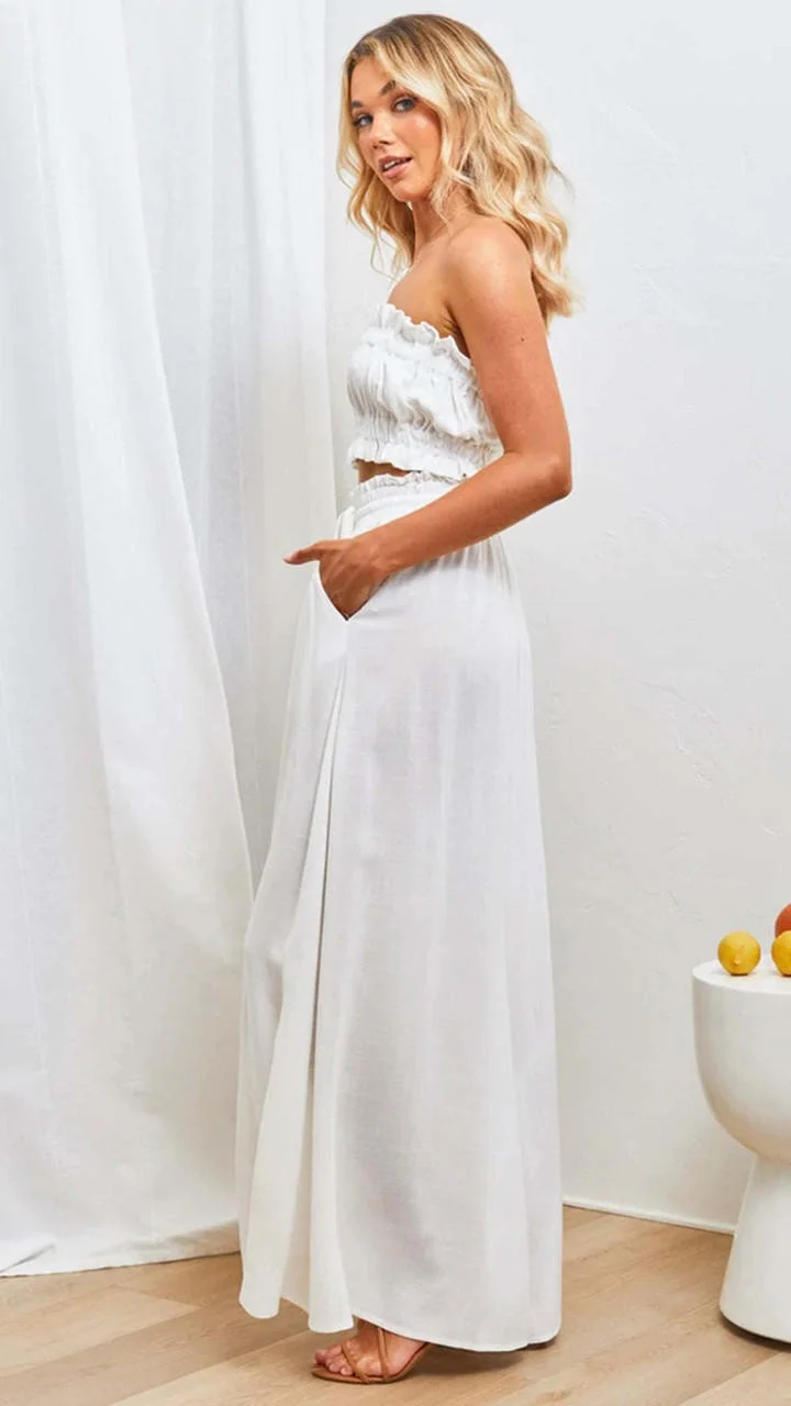 Pantalon Large Taille Haute en Tencel pour Femmes
