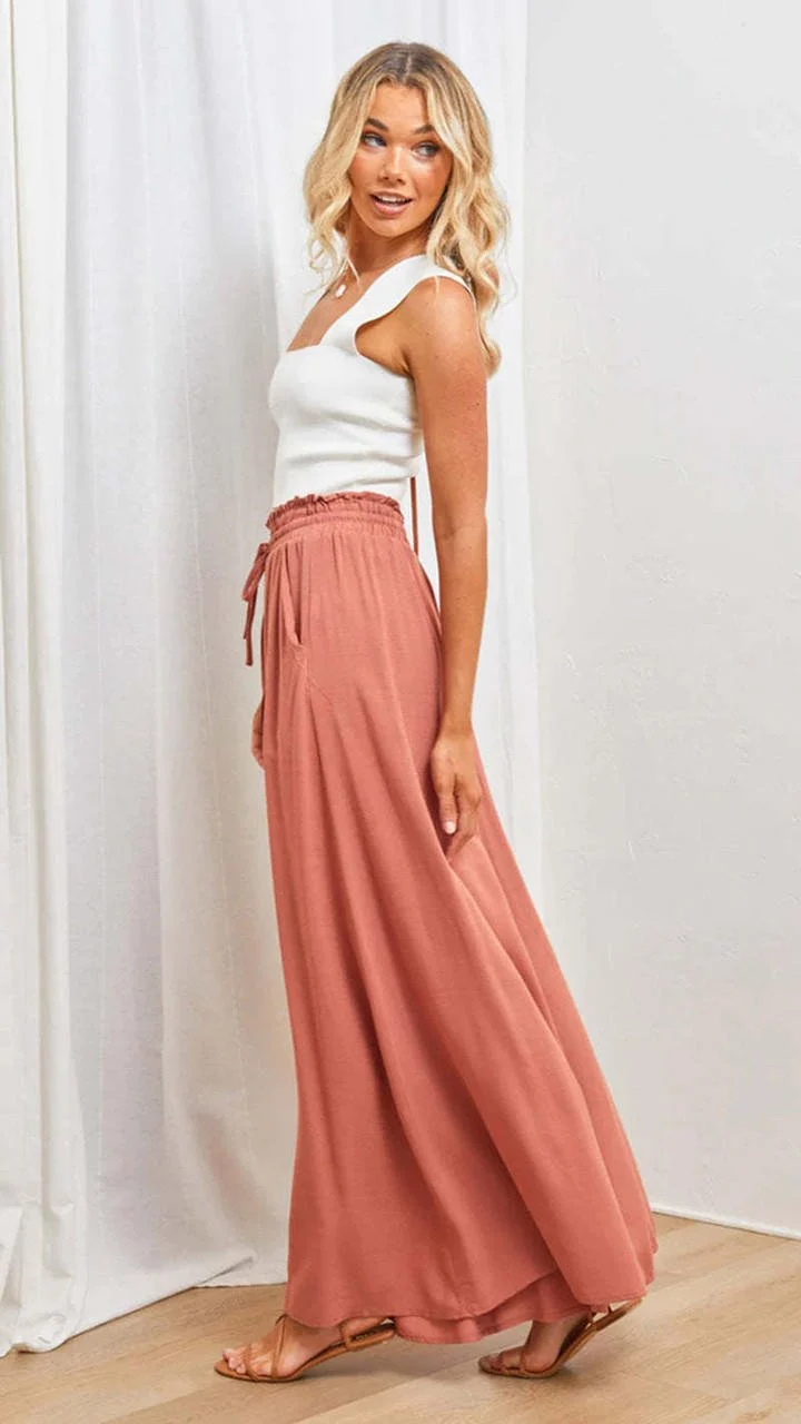 Pantalon Large Taille Haute en Tencel pour Femmes