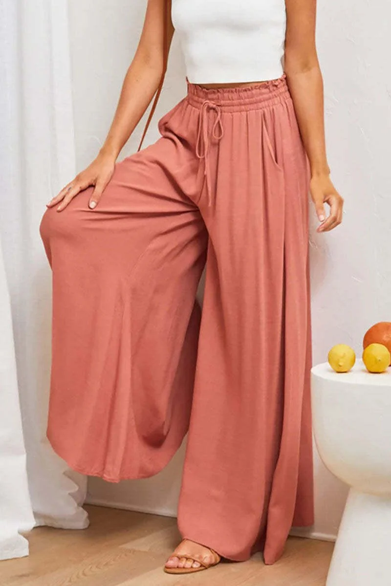 Pantalon Large Taille Haute en Tencel pour Femmes