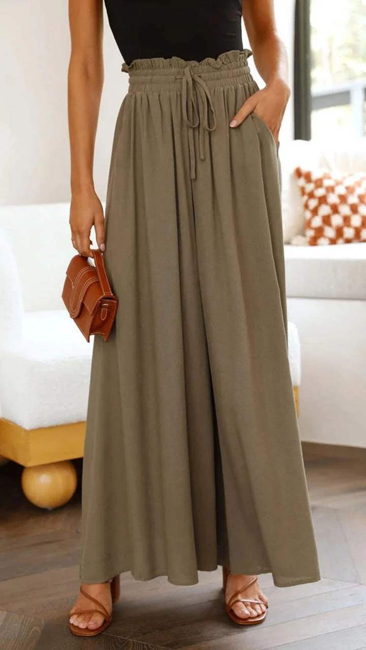 Pantalon Large Taille Haute en Tencel pour Femmes