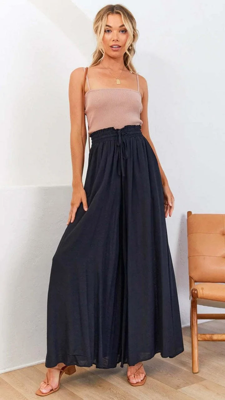 Pantalon Large Taille Haute en Tencel pour Femmes