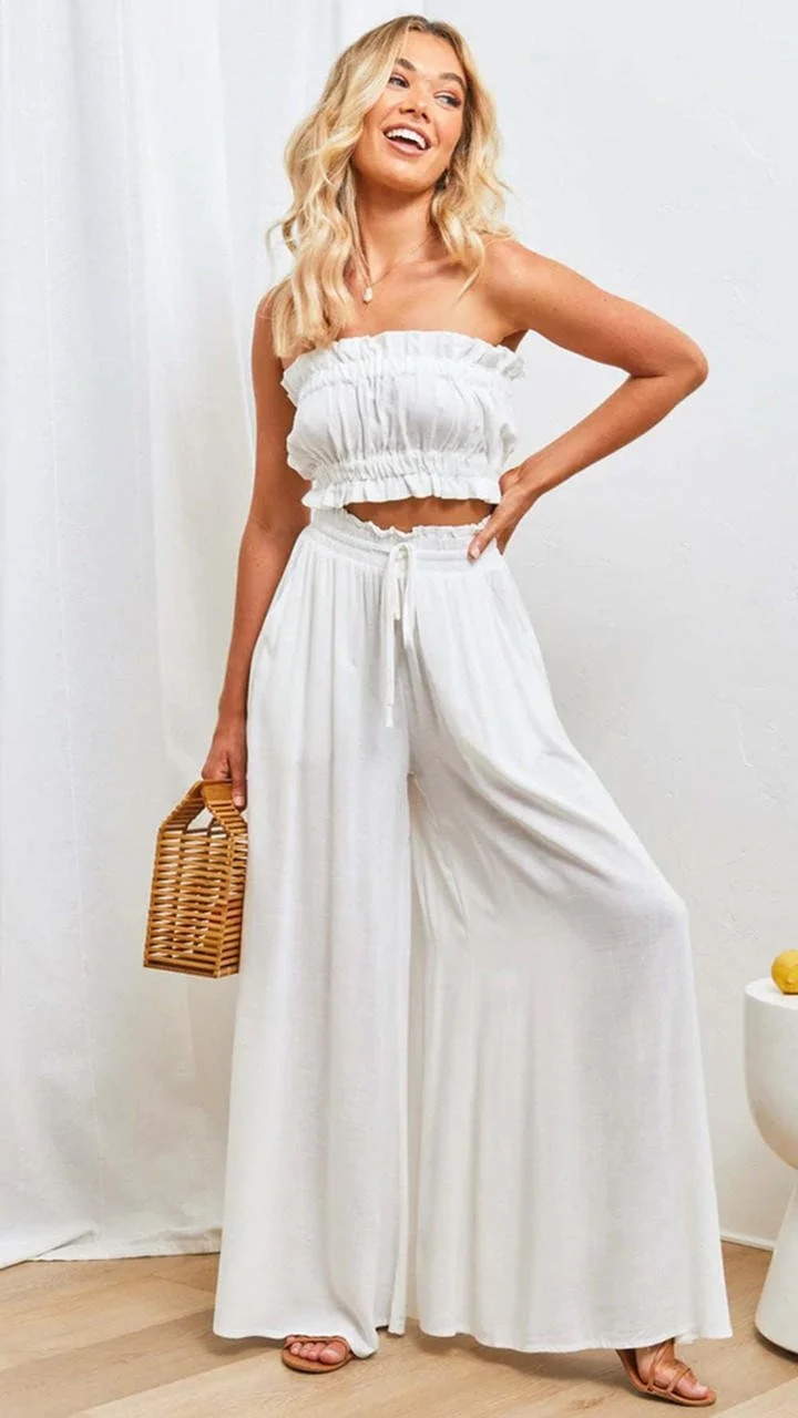 Pantalon Large Taille Haute en Tencel pour Femmes