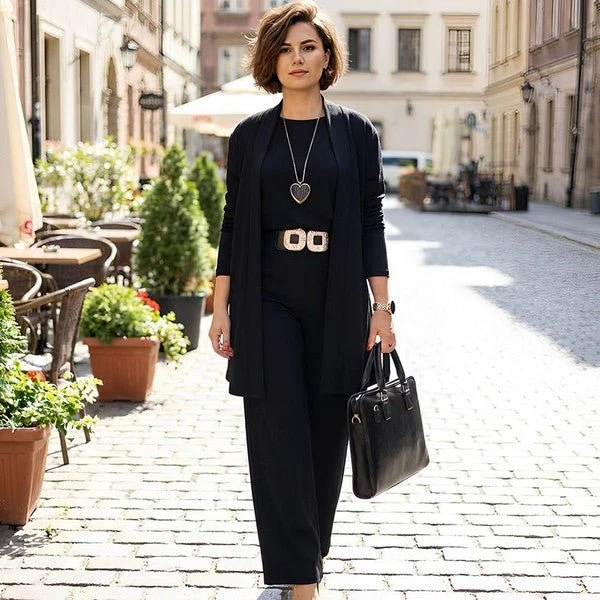 Ensemble 3 Pièces avec Veste Longue pour Femmes