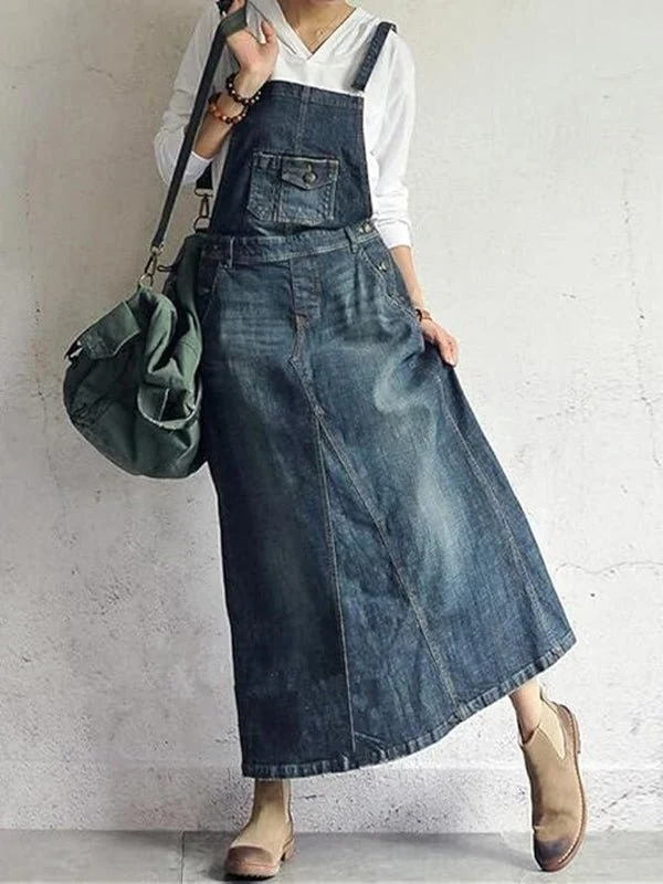 Salopette en Denim à Bretelles Réglables pour Femmes