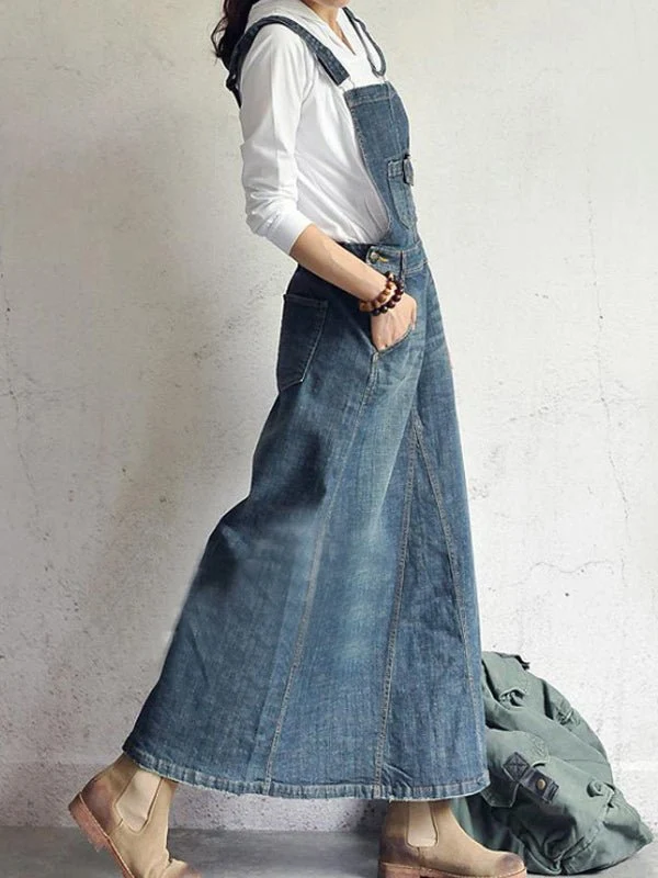 Salopette en Denim à Bretelles Réglables pour Femmes