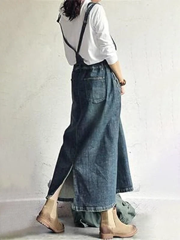 Salopette en Denim à Bretelles Réglables pour Femmes
