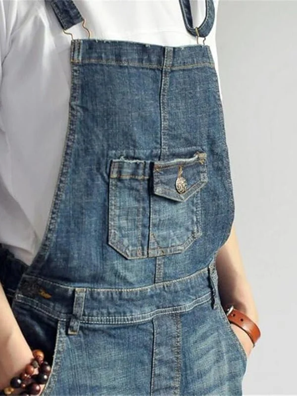 Salopette en Denim à Bretelles Réglables pour Femmes