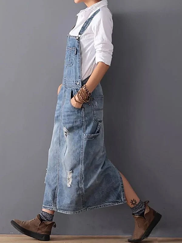 Robe Salopette en Jean Délavé pour Femmes
