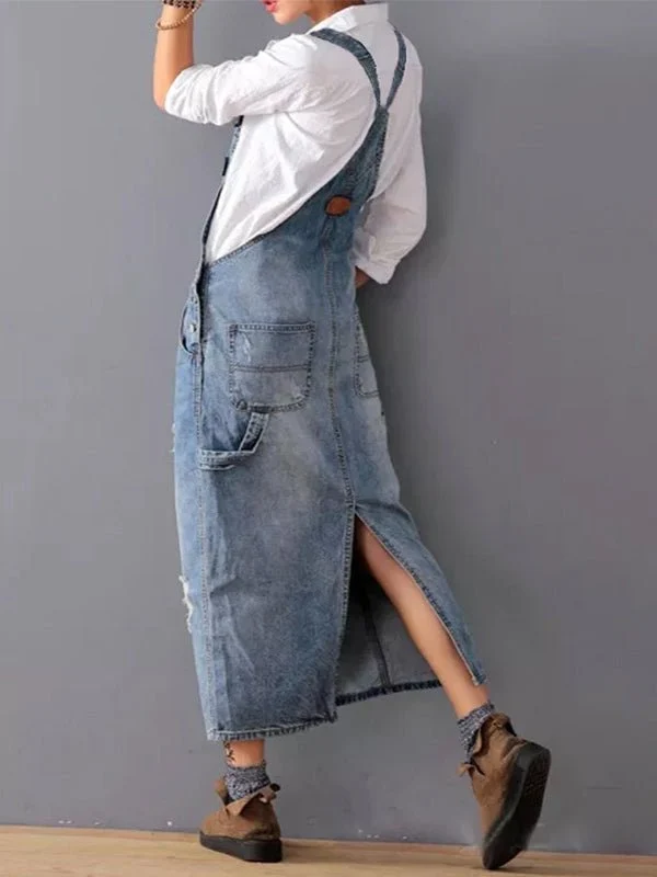 Robe Salopette en Jean Délavé pour Femmes