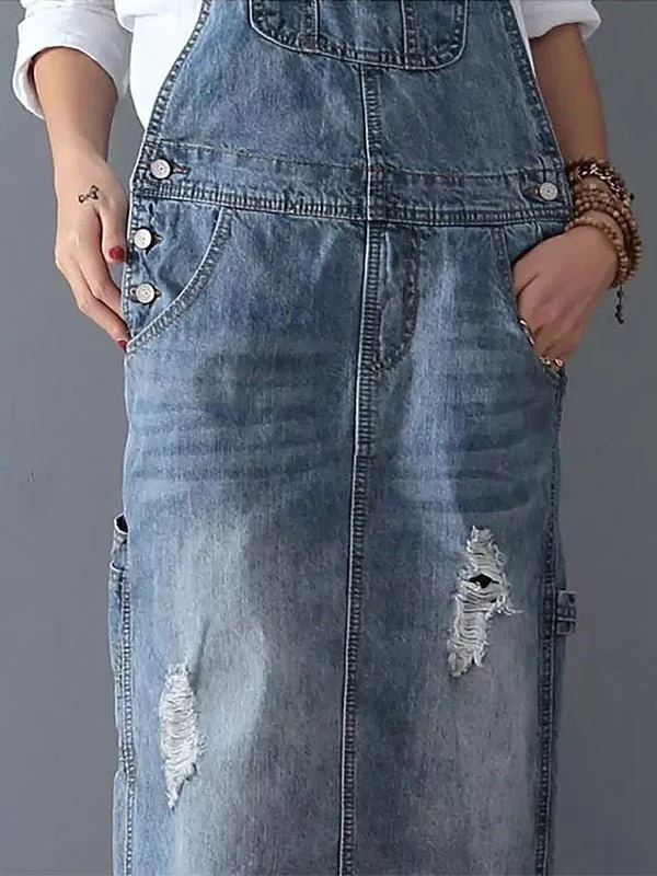 Robe Salopette en Jean Délavé pour Femmes