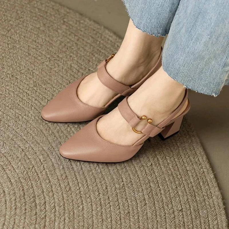 Chaussures à Talons Bloc à Bout Pointu pour Femmes
