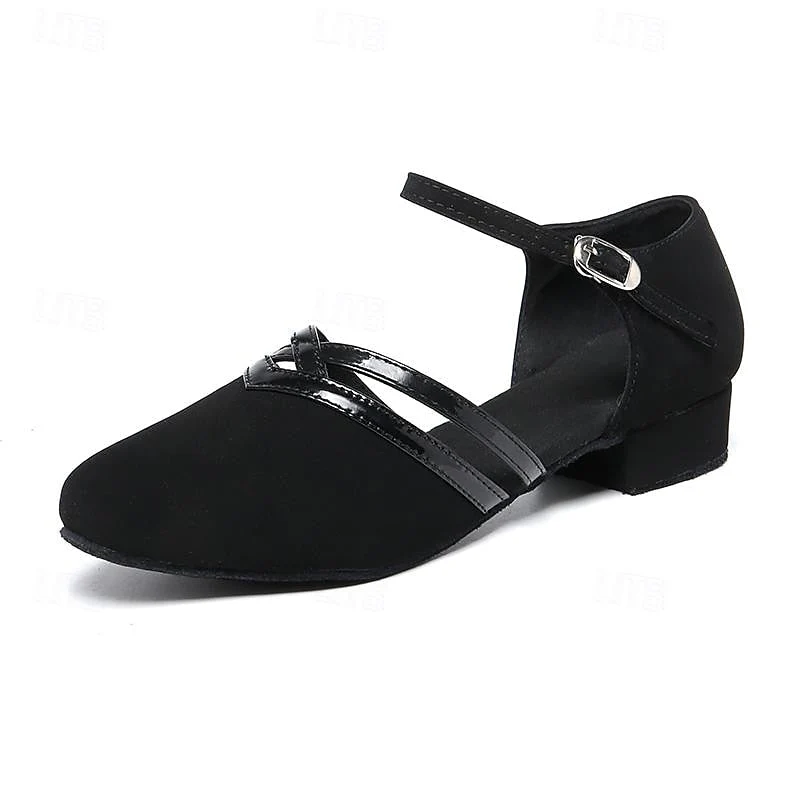 Chaussures de Danse à Talon Bas en Suédine pour Femmes